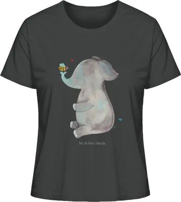 Produktbild von Mr. & Mrs. Panda Oberteil Damen Elefant Biene Größe XL - Anthrazit - Geschenk, Liebe, Lustige Sprüche, Motiv Shirt, Basic T-Shirt, Liebesspruch, Hochzeitsgeschenk