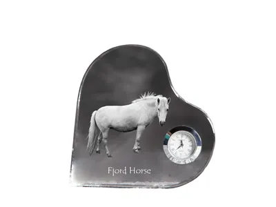 Produktbild von Fjordpferd - Kristalluhr mit einem Pferdebild, Herzregal-Uhr, personalisierte Standuhr der Marke Art-Dog