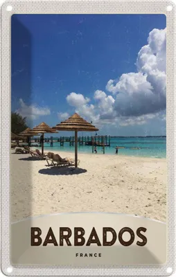 Produktbild von vianmo Blechschild 18x12 cm Barbados Insel Frankreich Meer Strand Bildmotiv Reisemotiv Abenteuer Reisen Urlaub