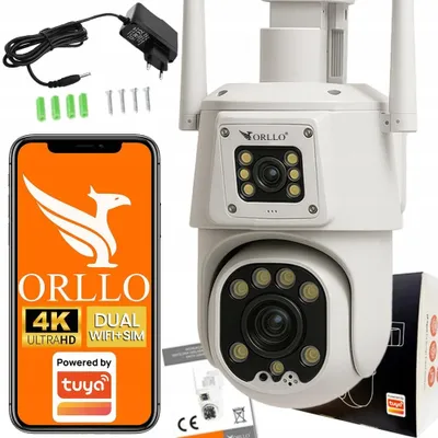 Zdjęcie produktu dla Kamera WiFi IP na Kartę SIM 4G Zewnętrzna Obrotowa 2 Obiektywy ORLLO TZ8 4K