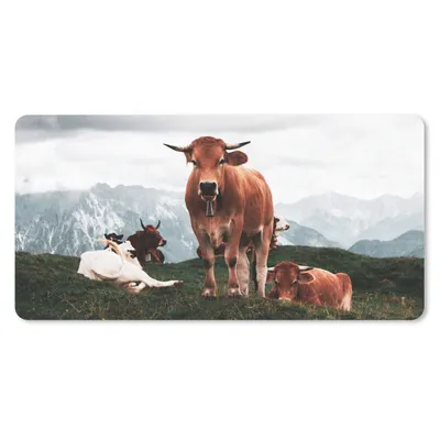Produktbild von MuchoWow® Schreibtischunterlage Tiere - Kuh - Berg 80x40 cm - XXL Mauspad - Gaming Mauspad