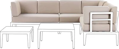 Produktbild von BELIANI Ersatzbezüge Beige aus Stoff 12-teilig mit Reißverschlüssen Modern Outdoor Rücken- und Sitzkissenbezüge für Gartenmöbel Loungemöbel