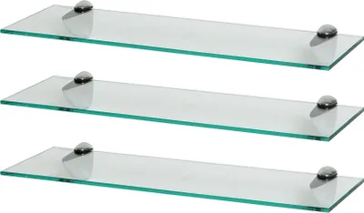 Produktbild von Harbour Housewares Schwebende Glas-Badezimmerregale – 60 cm – 3er-Pack