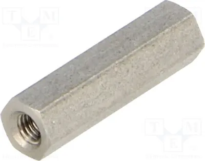 Obrázok produktu pre 10 kusov distančných objímok so závitom, vnútorný priemer 20 mm, závit M3, hexagonálne, rozmery 144 x 20 mm