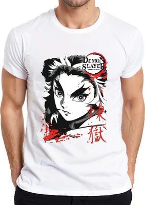 Produktbild von Demon Slayer Kimetsu no Yaiba Rengoku Feuer Anime Geschenk Herren T-Shirt, Weiß, S