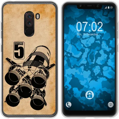 Produktbild von PhoneNatic Case kompatibel mit Xiaomi Pocophone F1 Silikon-Hülle Space Moon Rocket M3