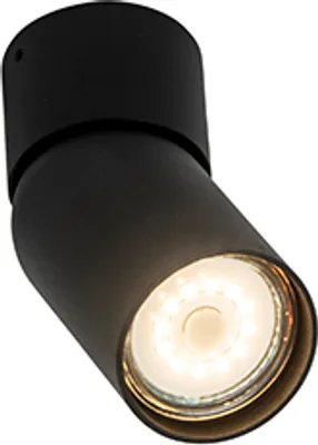 Produktbild von QAZQA - Modern Moderner AufbauWand Spot I Spotlight I Deckenspot I Deckenstrahler I Strahler I Lampe I Leuchte schwarz GU10 50mm - Falo I Wohnzimmer I Schlafzimmer - Aluminium Zylinder - LED geeignet