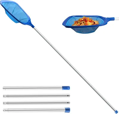 Produktbild von Famanu Skimmer für Schwimmbadreinigung mit feinem Netz - 1,3 m Aluminiumstange, 17,5 cm tief