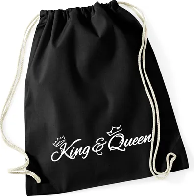 Produktbild von Huuraa Turnbeutel King & Queen Krone 12 Liter Black Baumwolle Rucksack Geschenkidee