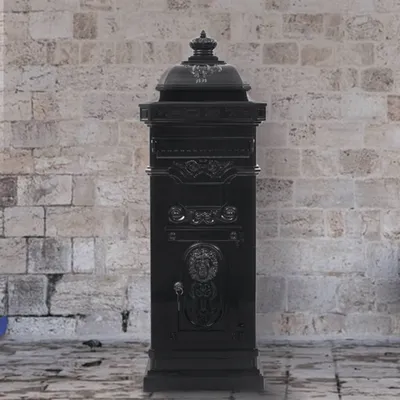 Zdjęcie produktu dla vidaXL Kolumnowa skrzynka na listy aluminiowa w stylu vintage ze stali nierdzewnej czarna