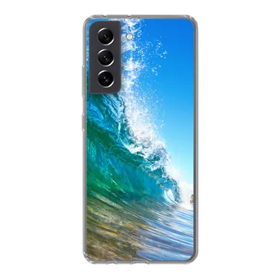 Produktbild von MuchoWow® Handyhülle Schutzhülle Hülle für Samsung Galaxy S21 FE Nahaufnahme einer Welle, die sich vor der Küste von Hawaii bricht Silikon Softcase Handy Hülle - Mobiltelefonhülle