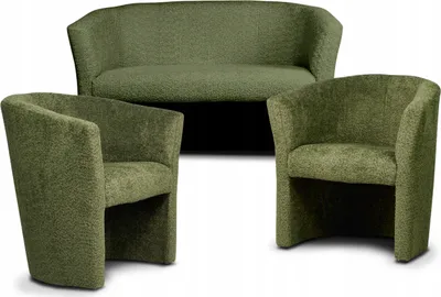 Produktbild von Couchgarnitur - Sofa Set - Grün - Weicher Stoff - 2 Sitzer Sofa - 2 Sessel - Sitzmöbel - Fleckenbeständig - 3-Teilig - CAFE