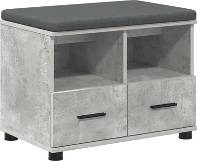 Image de Banc d'entrée avec coussin Gris Béton 60 x 38 x 46 cm