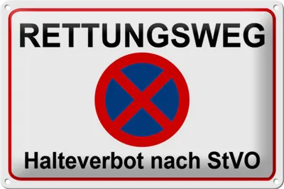 Produktbild von Blechschild Hinweis 30x20cm Rettungsweg Halteverbot nach StVO