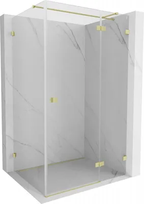 Image de Mexen Lunar T cabine de douche pivotante droite 135 x 90 cm, transparent, or brossé - 834T-135-090-55-00-P