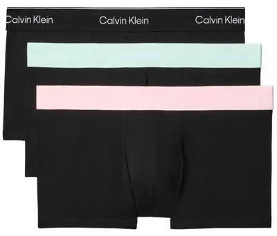 Obrázek produktu pro Slipové spodní prádlo Calvin Klein, boxerky Calvin Klein Icon z bavlněné směsi s Elastanem, černo-růževo-zelené barvy (3 kusy), uni