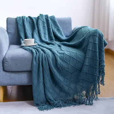 Produktbild von Gestrickte Decke, einfarbig, 130 x 170 cm, für die Sofadecke