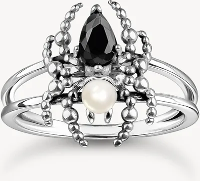 A close-up studio shot of a spider-shaped ring.