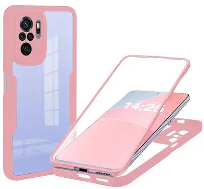 Produktbild von 360 Grad Rundum Schutz Handyhülle für Xiaomi Redmi Note 10 Pro Full Cover Vollschutz Case Farbe: Rose