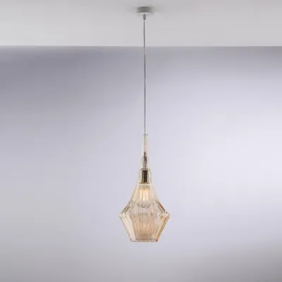 Productafbeelding van Moderne kroonluchter Zeus, amberkleurig, 1 lichtpunt, E27 fitting