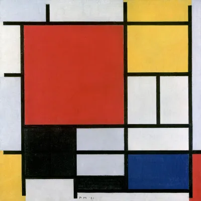 Obrázok produktu pre Plakát 50x50cm  Červená, žltá, modrá a čierna, Piet Mondrian