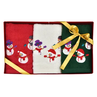Produktbild von Vianočné uteráky so snehuliakom v darčekovom balení - 3 ks 30×50 cm