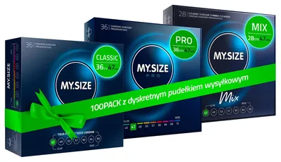 MY.SIZE MY.SIZE 100 Prezerwatyw 47 mm Megazestaw Classic + Mix + Pro – zdjęcie 1