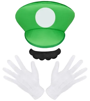 Mario-Kostüm-Set: 3-teilig mit Mütze, Handschuhen und Bart