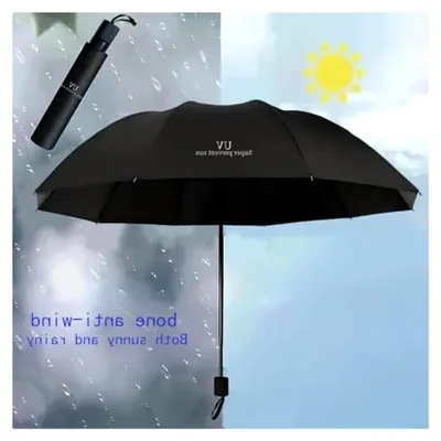 Produktbild von Regenschirm Taschenschirm Kompakter Faltschirm für Kinder und Erwachsene Schwarz