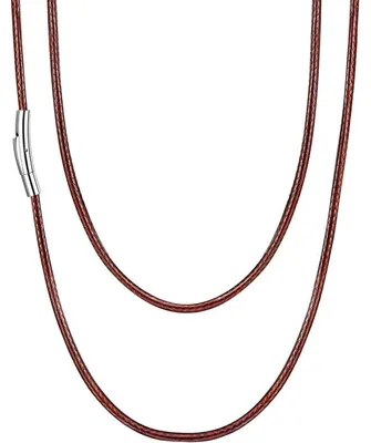Immagine prodotto di Catena in cera intrecciata, 2 mm, colore marrone, chiusura in acciaio inossidabile, lunghezza 55 cm