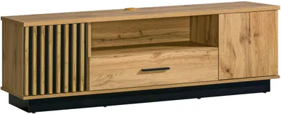 Produktbild von Lowboard TV-Unterschrank Lamia 155x40x50cm Eiche Wotan schwarz 2-türig