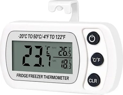 Produktbild von Wasserdichtes digitales Kühlschrank-/Gefrierschrank-Raumthermometer, -20 °C bis 50 °C (-4 °F bis 122 °F) mit großem LCD-Display