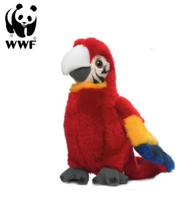 Obrázok produktu pre WWF plyšová hračka jasne červený papagáj (so zvukom, 14 cm) realistická plyšová hračka