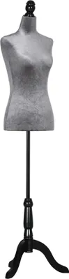 Produktbild von HOMCOM Weibliche Nähschaufensterpuppe, Nähschaufensterpuppe, verstellbar auf 130–168 cm, mit Holzstativ für Modefotografie, Bekleidungsausstellung, Grau