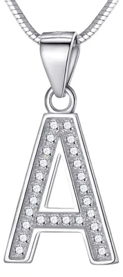 Immagine prodotto di Collana da donna Morella con lettera: collana e ciondolo con la lettera A in argento 925 rodiato, lunghezza 45 cm