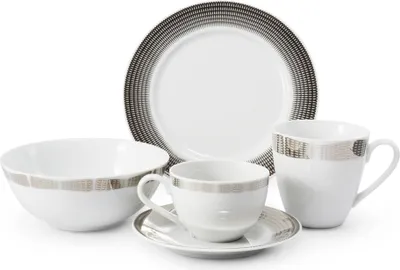 Produktbild von Leander Frühstücksset, tschechisches Porzellan, Engelsflügel, Platin, Leander, 5 d.