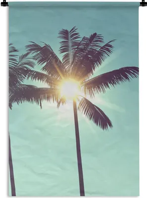 Produktbild von MuchoWow® Wandteppich Wandbehang Palmen - Sommer - Sonne 90x135 cm Tapisserie Dekoration Wandtuch - Baumwolle - Wandskulptur