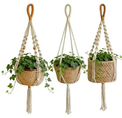 Productafbeelding van Set van 3 Macrame Plantenhangers voor Binnen