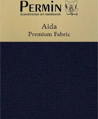 Produktbild von Permin Precut 16 ct. Aida 355 Farbe 98 Navy, Handarbeitsstoff für Kreuzstich 43x50 cm
