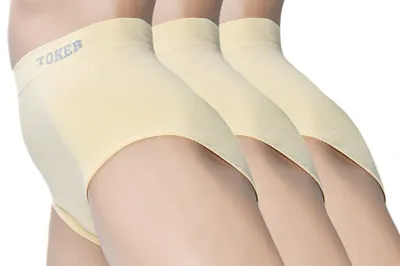 Produktbild von TOKER COLLECTION® Taillenslip *Toker* Seamless ohne Nähte super elastisch und weich (3er Pack) mit Toker Logo am Wäschebund, Haut, Größe M