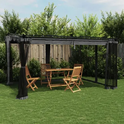 Produktbild von CLORIS Pavillon mit Netzwänden Anthrazit 4x3 m Stahl - Pavillons & Partyzelte 4003912