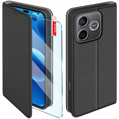 Zdjęcie produktu dla Etui Magnet Do Honor 600 Lite Zamykane Czarne Futerał + Szkło 9H