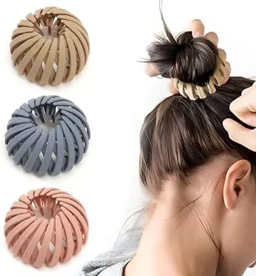 Produktbild von Haarspangen für Damen, 3 Stück, Vintage-Vogelnest-Haarclips für Mädchen und Frauen, große Haargreifer mit Haarschmuck, einfarbig