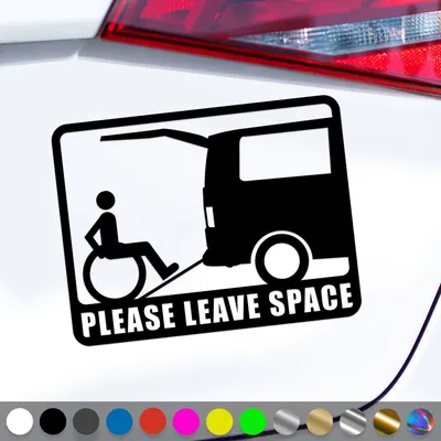 Produktbild von PantherPixel Rollstuhl Aufkleber Rampe Behindert Abstand Halten Sticker Auto Geschenkidee Farbe Schwarz