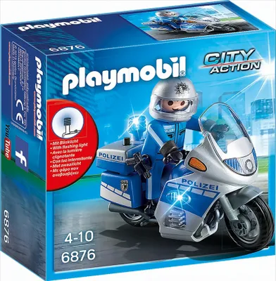 Produktbild von PLAYMOBIL 6876 - Motorradstreife mit LED-Blinklicht