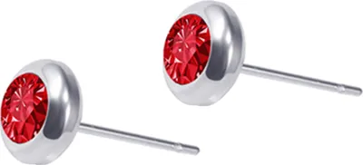 Produktbild von Uni-Ohrstecker aus Edelstahl mit Strasssteinen, Helix-Piercing-Schmuck, Geschenk-Hellrot