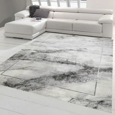 Produktbild von Teppich modern Wohnzimmerteppich Marmor Optik in grau Größe - 120 x 170 cm