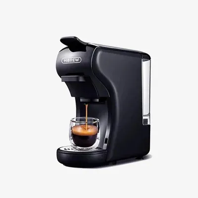 Produktbild von HiBREW H1A Schwarz Kapselkaffeemaschine, 0,6 L Wassertank, 19 Bar Pumpendruck, 1450W, 220V, Heiß & Kalt, kompatibel mit Kapseln & Kaffee‑Pulver