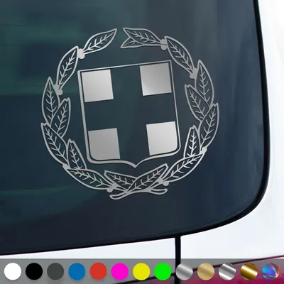 Produktbild von PantherPixel Griechenland Aufkleber Wappen Kreta Rhodos Sticker Auto Geschenkidee Farbe Silber