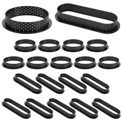 Tartelette-Förmchen 20er Set, oval & rund, perforiert, antihaftbeschichtet